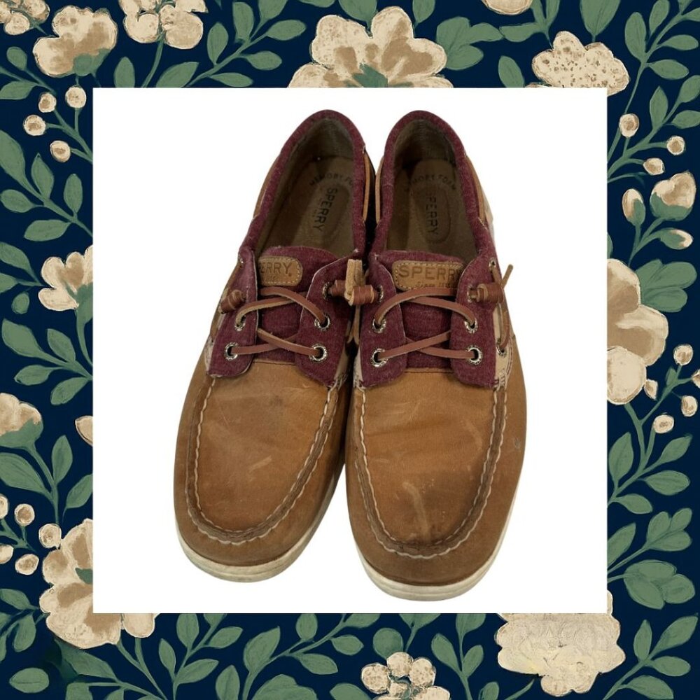 Sperry-Burgundy & Camel Leather